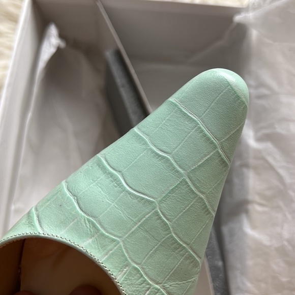 Vintage leather aqua printed croc sling back heels women’s size 7 - Picture 12 of 12